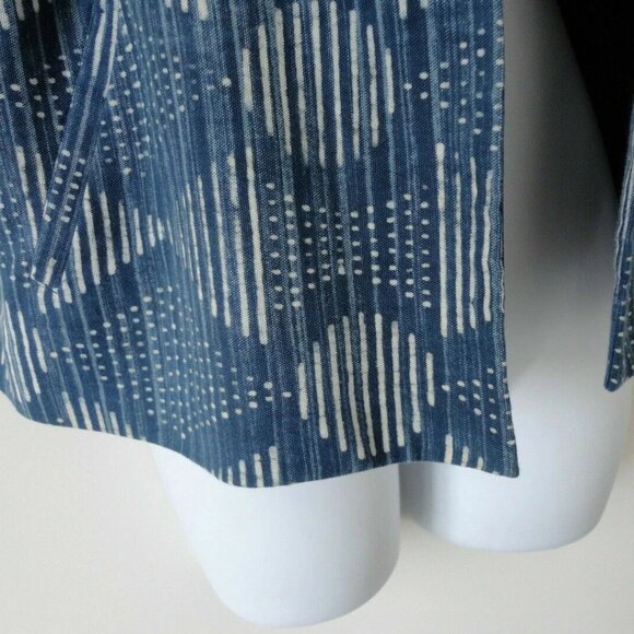 NWT EILEEN FISHER Indigo Hand Printed Cotton 3/4 Sleeve Open Jacket Medium, XL - Picture 5 of 7